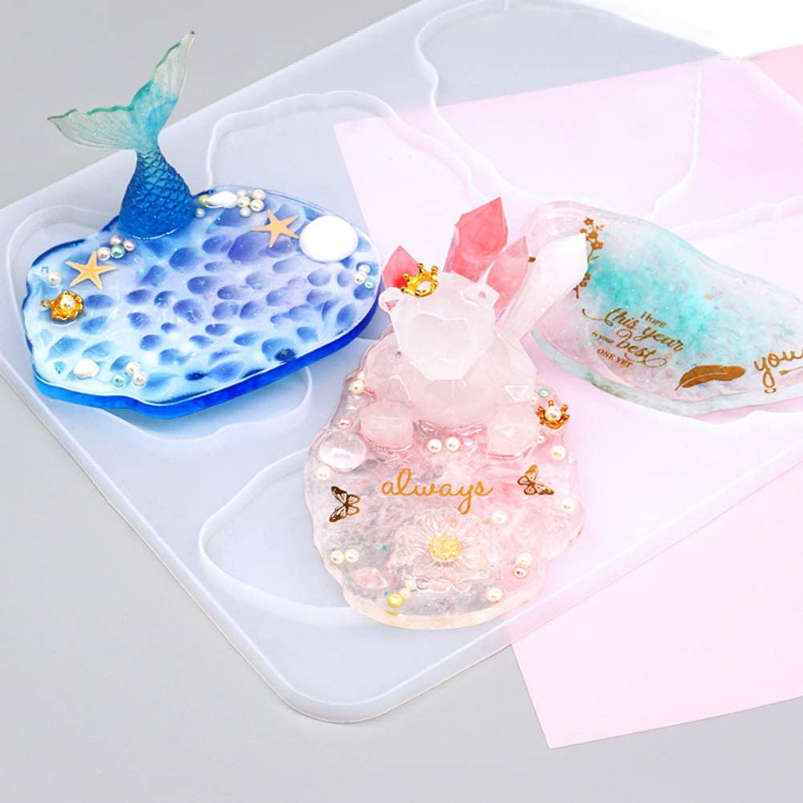 Large Irregular Oval Wave Coaster Tray Mold Cup Mat DIY Resin Silicone Mold 13.5x9.6 Inch