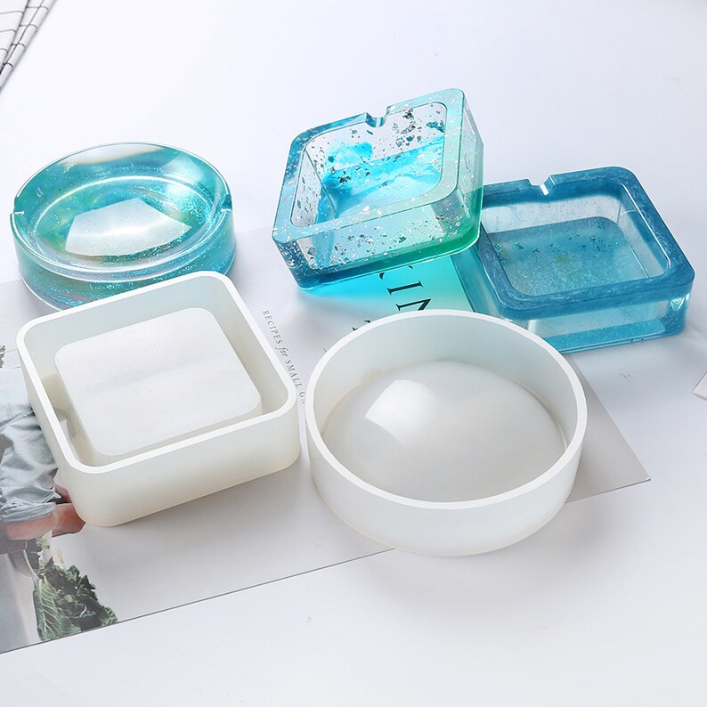 Square Ashtray Resin Molds Round Ashtray Mold for Silicone Etsy