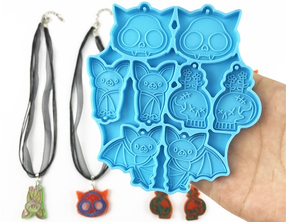 Halloween Silicone earrings mold for resin and epoxy Pumpkin, Ghost, Moon,  Cat mould