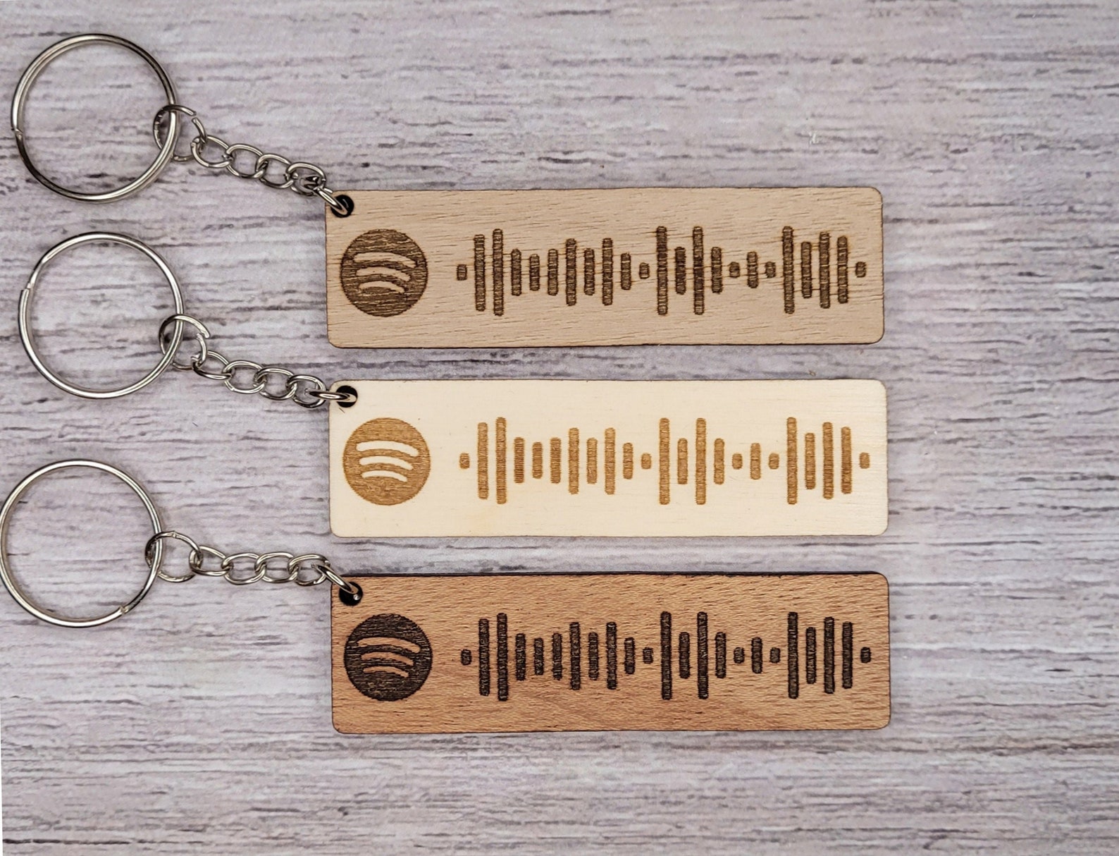 Spotify code keychain wood engraved click to enter your | Etsy