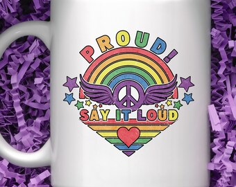 Gay Pride Coffee Mug, LGBTQ Cup, Rainbow tea cup, Gay Friend Gift, Pride Gift, LGBTQ Ally gift, gift for her, gift for him, coming out gift