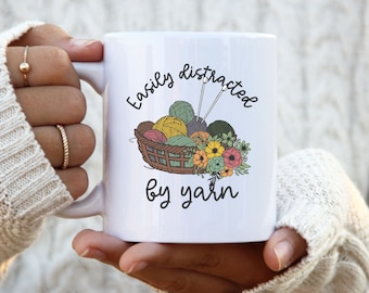 Funny Yarn, Crochet, Knitting Mug - gift for knitter crocheter yarn  - yarn lover gift - yarn obsessed collector - yarn coffee mug