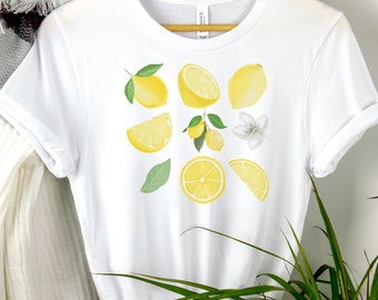 Lemon Shirt , Citrus Fruit Shirt, Cute Fruit Shirt, Cottagecore Clothing, Lemon Graphic Tee, Cottage Core, Botanical Tee, Gardening Shirt