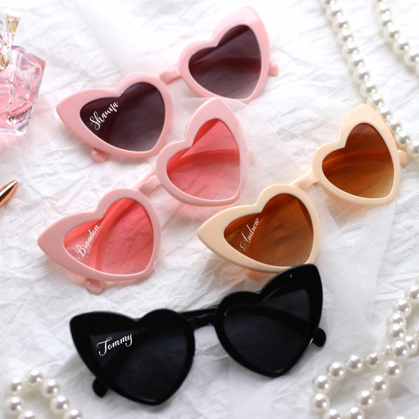 Trendige herzförmige Sonnenbrille für die Braut, einzigartige Brautjungferngeschenke, Junggesellenabschiedsgeschenke, kundenspezifische Herz-Sonnenbrille
