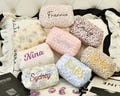 Personalized floral embroidered cosmetic bag with floral pattern, can be used as bridesmaids, bridal shower, travel organizer,Christmas gift
