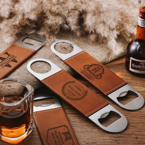 Personalized Leather Bottle Opener - Stylish Groomsmen Gifts, Best Man, Groom, Dad, and Bar-Tending,Customized Party Souvenirs