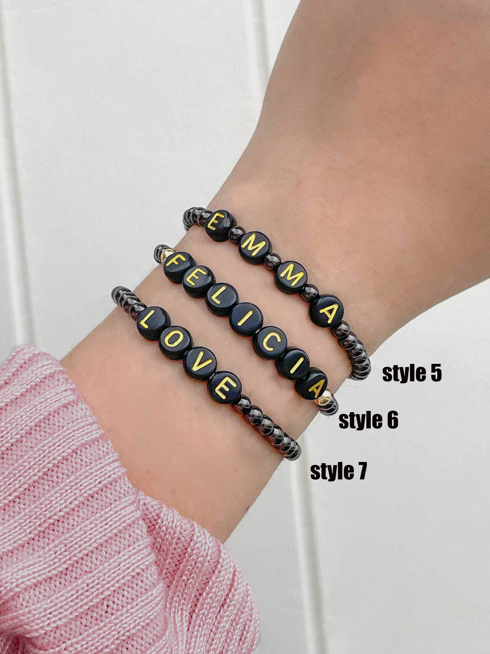 Custom Name Bead Bracelet Personalized Name Bracelets Bead Etsy