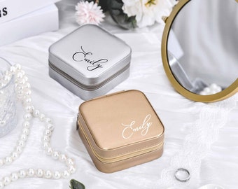 Personalized Bridesmaids Jewelry Box, Maid of Honor Gift, Travel Jewelry Case, Gifts for Her, Wedding Party Gifts, Bachelorette Gift