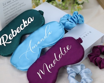 3 pcs Personalised Satin Eye Mask Set, Bride Sleepover Gift, Bridesmaid Eye Mask for Bridal Party,Customized bridesmaid gift