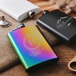 Personalized Stainless Steel Hip Flask with Initials Engraving - Perfect Gift for Groomsmen, Best Man, and Men - Classic Pocket Flask