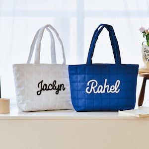 Personalized Quilted Bags, Elegant Nylon Bridesmaid Handbags, Embroidered Personalized Bags, Stylish Bridal Party Bridesmaid Gifts