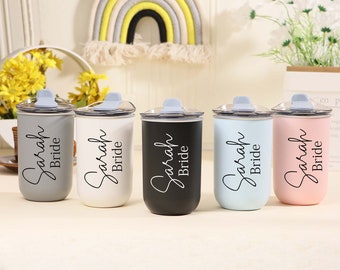 Personalise Tumbler with Lid,Bridesmaid Proposal,Custom Wine Tumbler,Stainless Steel Water Bottle,Bride Party Supply,Gift for Bridesmaid