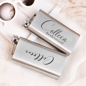 Personalised Bridesmaid Hip Flasks, Perfect Gift for Bridesmaids, Custom Girl Whiskey Flask, Hen Party Gifts image 3