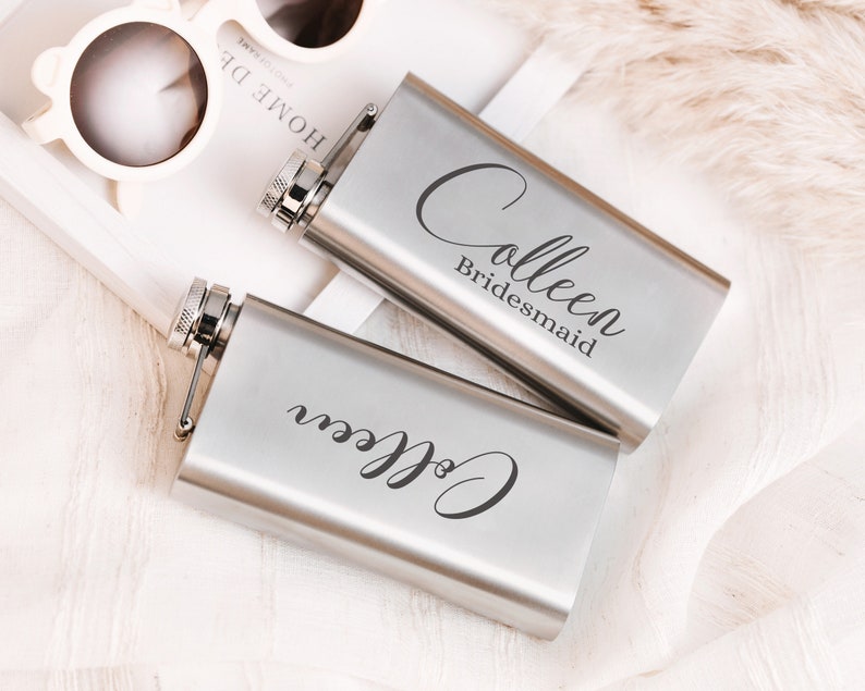 Personalised Bridesmaid Hip Flasks, Perfect Gift for Bridesmaids, Custom Girl Whiskey Flask, Hen Party Gifts image 3