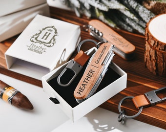 Couteaux multi-outils gravés, cadeau personnalisé pour homme, tire-bouchon ouvre-bouteille souvenir de garçon d'honneur