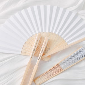 2 Pack - Bamboo Paper Fans for Bridesmaids - Wedding Fans - Beautiful Wedding Hand Fans - Bulk Personalized Wedding Favors