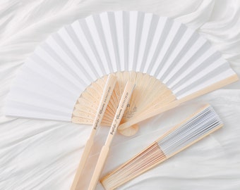 2 Pack - Bamboo Paper Fans for Bridesmaids - Wedding Fans - Beautiful Wedding Hand Fans - Bulk Personalized Wedding Favors