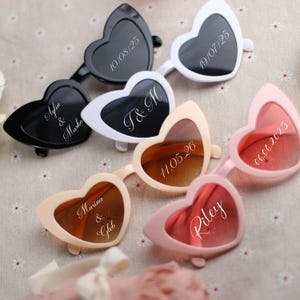 Customized Trendy Heart-Shaped Sunglasses for Bridesmaids, Unique Bridesmaid Sunglasses, Bachelor Party Gifts