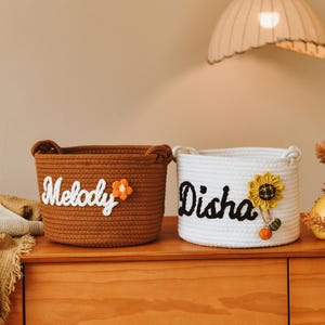 Personalisierte handgemachte Körbe, kundenspezifische handgemachte Körbe, Babypartygeschenkkörbe, Baumwollseilkörbe, Neugeborenengeschenke, einzigartige Geschenkideen