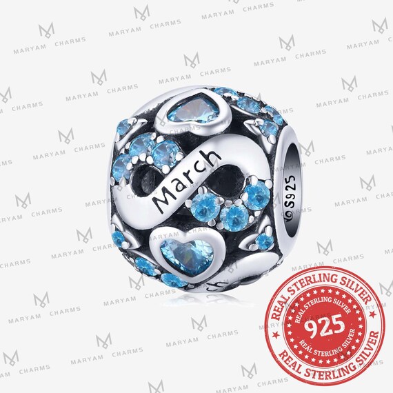 March Birthstone Bead Charm for Pandora 