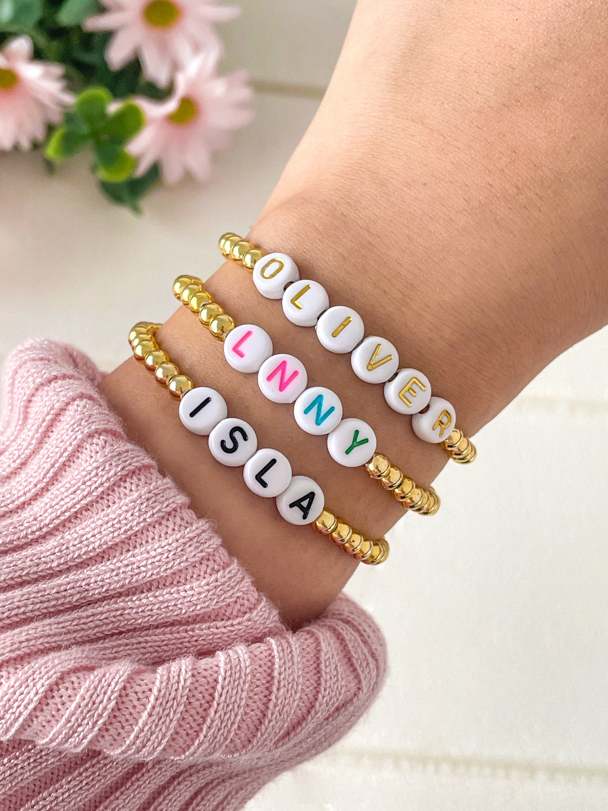 Etsy beaded name bracelets Clearance