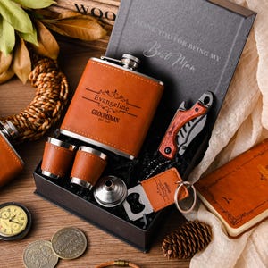 Customized Groomsmen flask gift boxes,Men&#39;s gift,Father of the Bride gift,Personalized bottle openers and wine bottle,Father gift,Men&#39;s gift