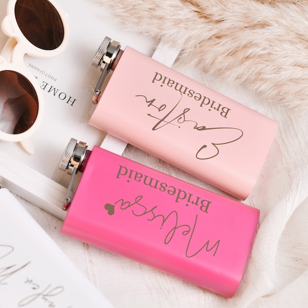 Personalised Bridesmaid Hip Flasks, Perfect Gift for Bridesmaids, Custom Girl Whiskey Flask, Hen Party Gifts