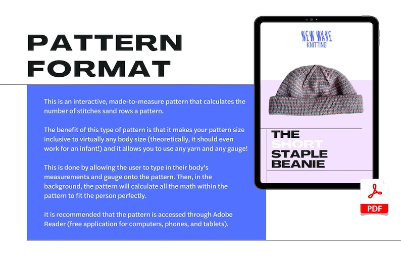 Stapoo Pattern Short Staple Beanie Knitting Pattern | Customizable Length (PDF Pattern ...