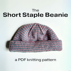 Padrão de tricô para chapéu | O gorro de grampo curto | Padrão de tricô de comprimento personalizável feito sob medida | Hipster | Iniciante confiante fácil