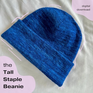 Hat Knitting Pattern | The Tall Staple Beanie | Made-To-Measure Customizable Length Knitting Pattern | Basic | Confident Beginner Easy