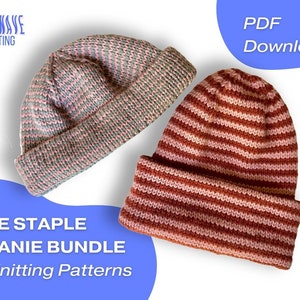 2 Hat Knitting Patterns The Staple Beanie Bundle Made-To-Measure Knitting Patterns Confident Beginner Easy Classic Basic Unisex image 1
