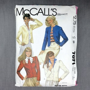Vintage McCall&#39;s 7871 Pattern - Misses&#39; Jacket - Misses Size 8 - Copyright 1982 - CUT