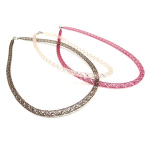 Light Pink - Brown - Red/Pink Nylon Mesh Necklace - 4mm round - 18 inches - lobster claw clasp - Choose Your Color