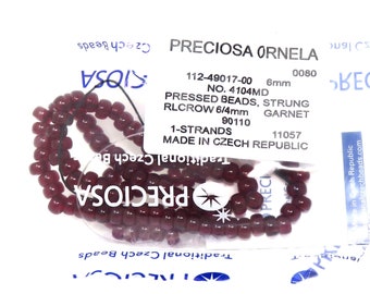 Garnet Red Glass Crow Beads 6mmx4mm  16in Strand - About 100 Beads Per Strand