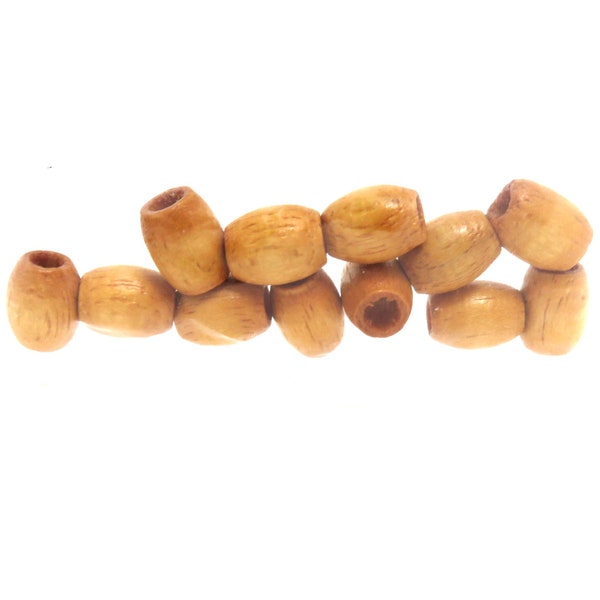 Rustic White - Brown - Light Brown Oval Wood Beads - 10mm x8mm - 3mm Hole -  Sold in Packs of 12 - Choose Your Color