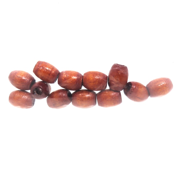 Light Brown - Dark Brown - Black - Coral - Green Oval Wood Beads - 9mm x8mm - 3mm Hole -  Sold in Packs of 12 - Choose Your Color