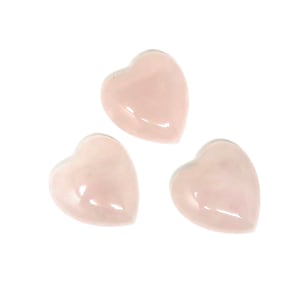 Rose Quarts Stone Hearts - Set of 3 - No Holes - 23x25mm - Flat Back - Cabochon