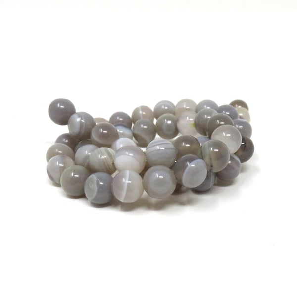 Gray Striped Agate Round Beads - 8mm - .5mm Hole - 15" Strand - About 48 Beads