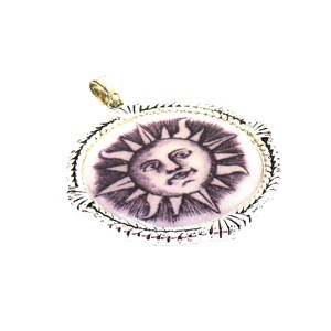 Blue Sun Pendant 1.5inch x 1.5inch Metal Edging and Back
