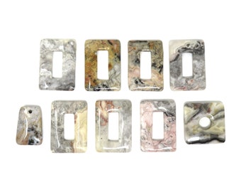 Crazy Lace Agate Stone Pendant - Various Sizes and Shapes - Rectangle Donut, Square Donut, Trapezoid - You Choose - Located in USA