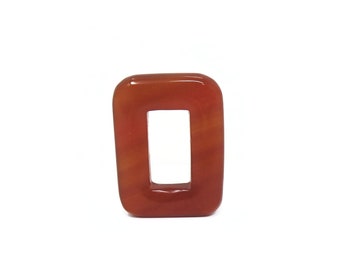 Orange Agate Stone Rectangle Donut - 29mm x 20mm -  Pendant - Colors Vary - Located in USA
