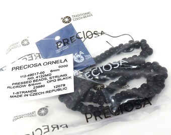 Cuentas de cuervo de vidrio opaco negro de 6 mm x 4 mm, hebra de 16 pulgadas, alrededor de 100 cuentas por hebra