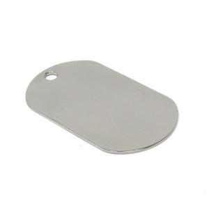 Focal Sterling Silver Flat Dog Tag - 37x22mm Double -Sided Smooth - 2.75mm Hole