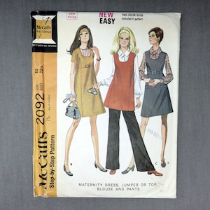 Vintage McCall es 2092 Schnittmuster - Umstandskleid, Pullover oder Top, Bluse und Hose - Misses Size 10 - Copyright 1969 - CUT