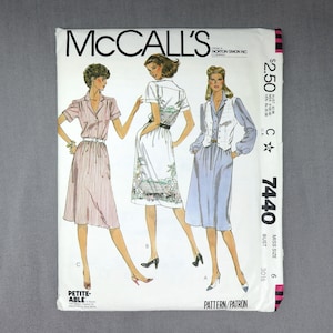 Vintage McCall&#39;s 7440 Pattern - Misses Dress and Vest - Misses Size 6 - Copyright 1981 - CUT