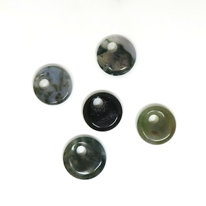 Small Moss Agate  Round Stone Pendant - You Choose - 20mm - 5mm Hole