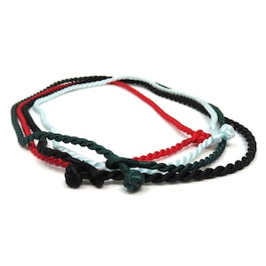 Satin Finished Twist Necklace Cord with Knot Closure - Silver - Red - Black - Light Blue - Green - 3mm - Choose 16 in, 18 in, or 20 inches