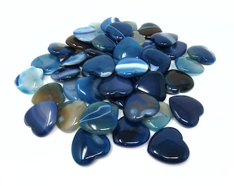 BLUE Stone Hearts - 35mm o 1.3 pulgadas - 40mm o 1.57 pulgadas - Elija el tamaño - Sin agujero - Ubicado en ESTADOS UNIDOS - Los colores varían - Amor - Día de San Valentín