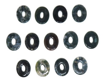 Moss Agate Stone Oval Donut - 40mmx33mm - Pendant - Colors Vary - Choose Your Stone - Located in USA