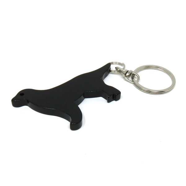 Anodized Aluminum Black Dog Keychain - Key Ring - 2 inch